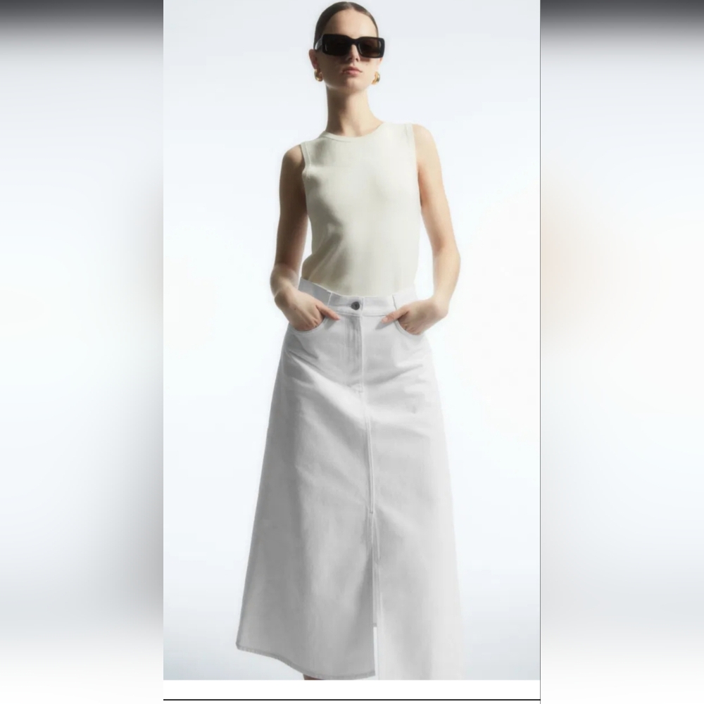 COS White Denim Skirt